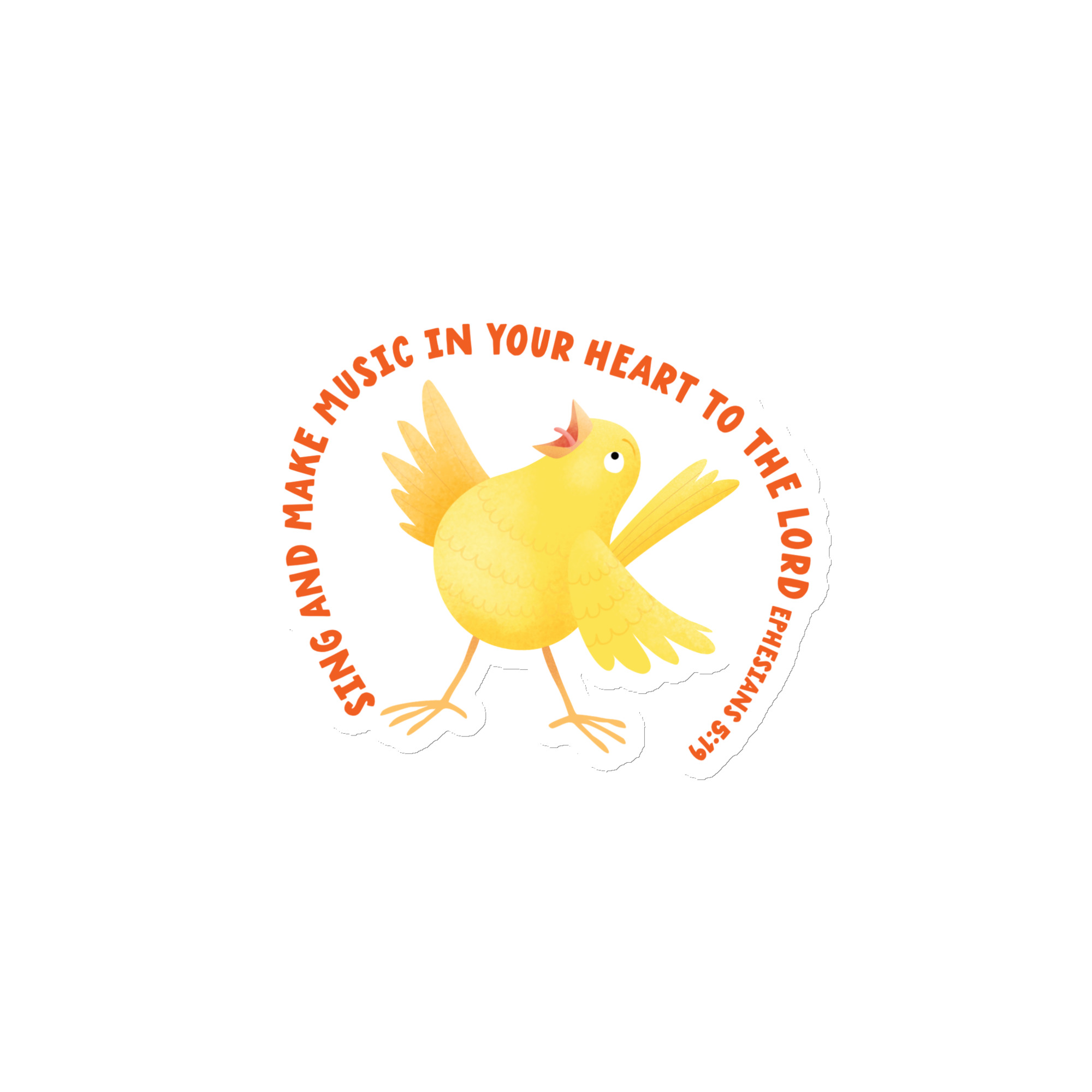 Sing and make music cute cartoon canary bible verse Magnet - Image 3