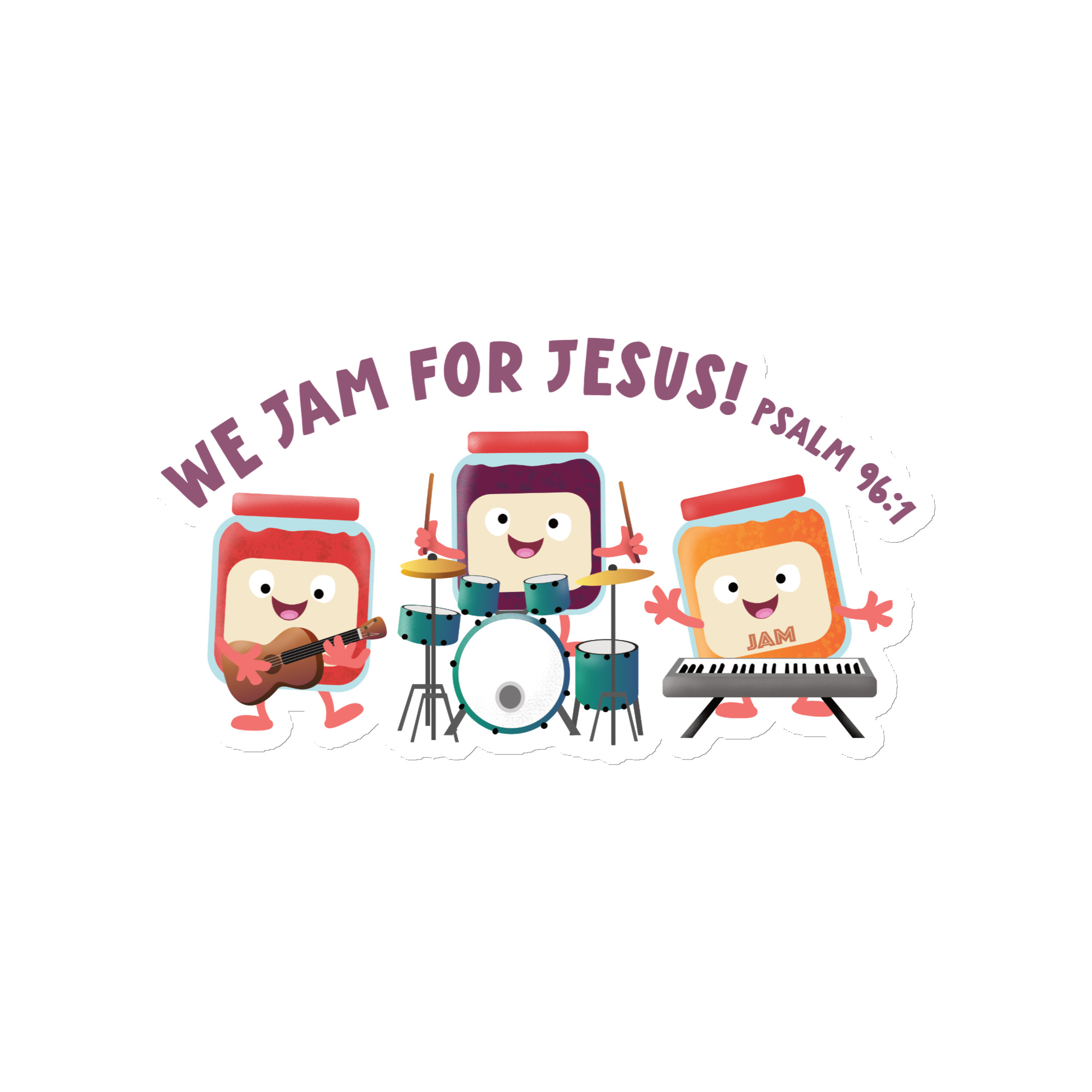 We jam for Jesus cute Christian cartoon bible verse Magnet - Image 4