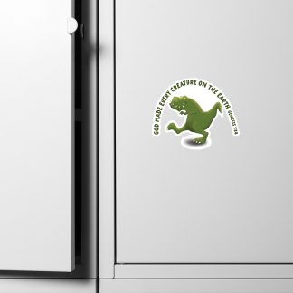 Funny T Rex dinosaur cartoon Genesis bible verse scripture Magnet