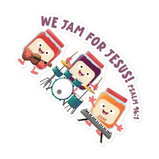 We Jam for Jesus cute cartoon bible verse Bubble-free stickers
