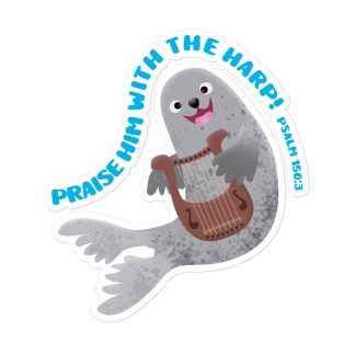 Cute harp seal praise bible verse scripture Bubble-free stickers
