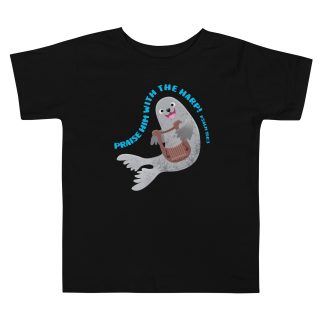 Cute harp seal praise cartoon scripture verse Toddler Short Sleeve Tee