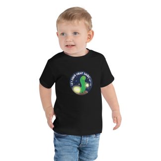 Cute glow worm cartoon bible verse Let your light shine Toddler Short Sleeve Tee