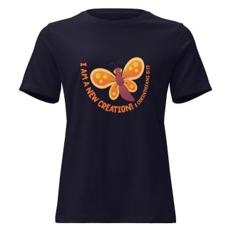 New creation butterfly cartoon cute bible verse Women's Relaxed T-Shirt