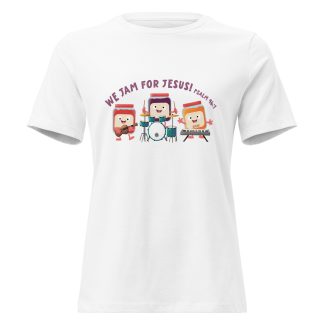 We Jam for Jesus cute music cartoon bible verse Women's Relaxed T-Shirt