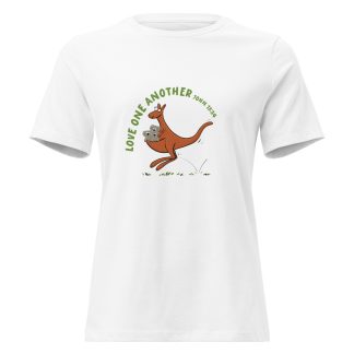 Love one another kangaroo koala cartoon bible verse Women's Relaxed T-Shirt