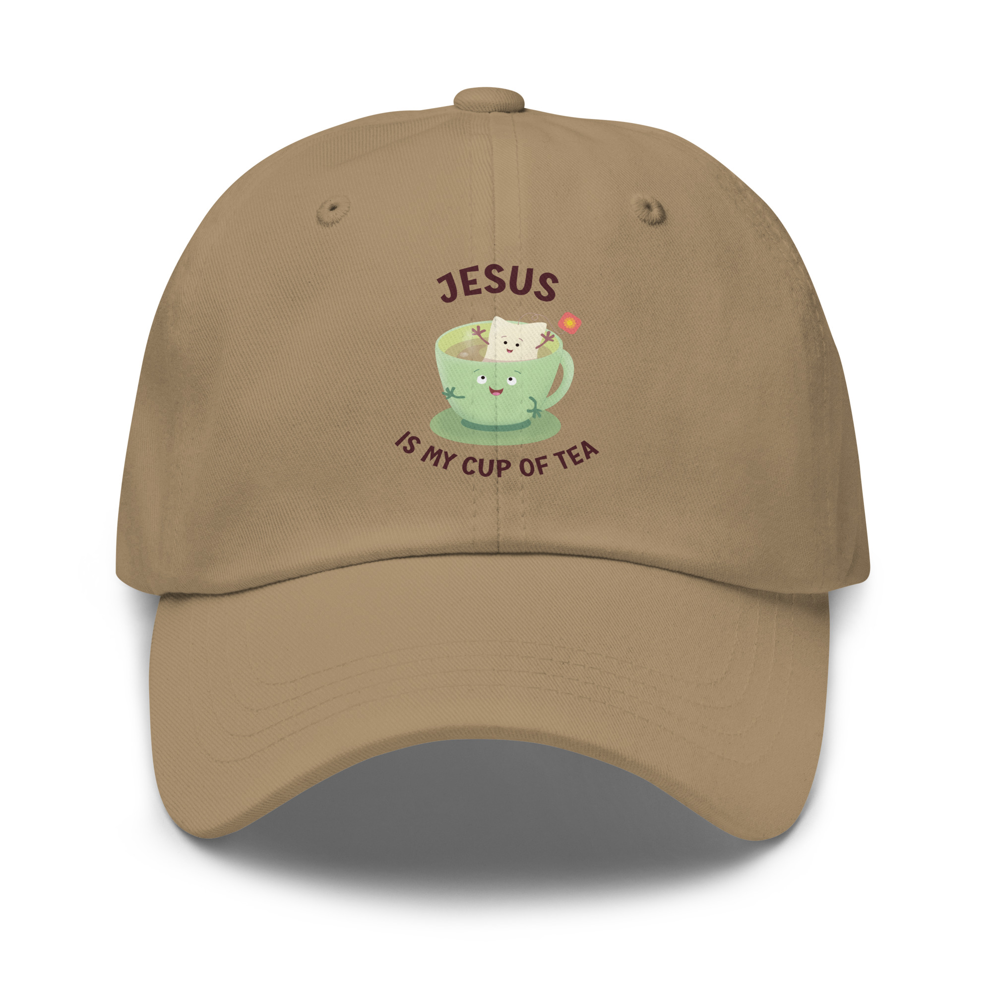 Jesus is my cup of tea cute cartoon Christian Dad hat - Image 2