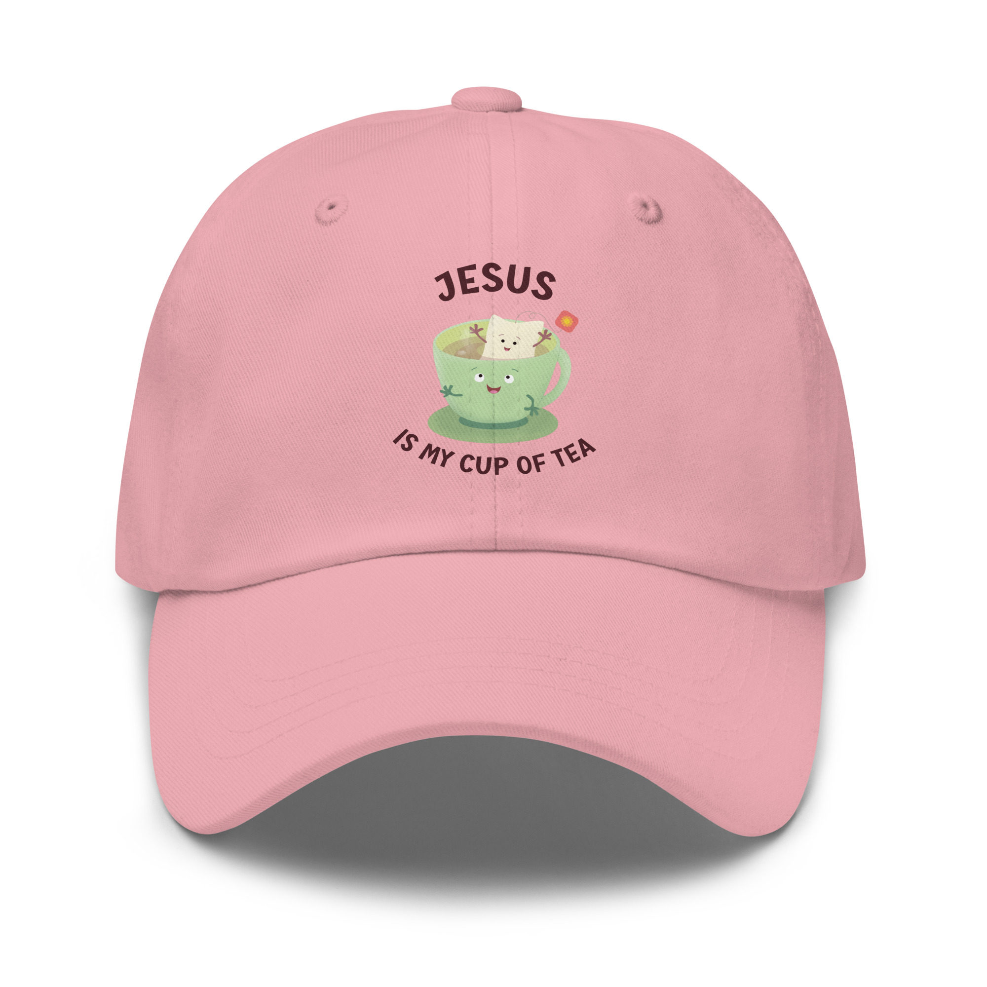 Jesus is my cup of tea cute cartoon Christian Dad hat - Image 3