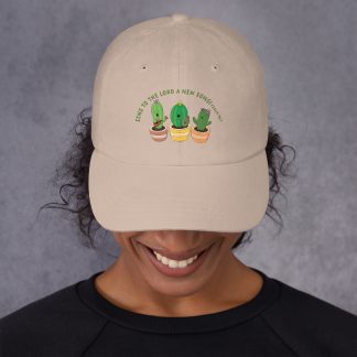 Cute singing cartoon cacti plants praise scripture verse Dad hat