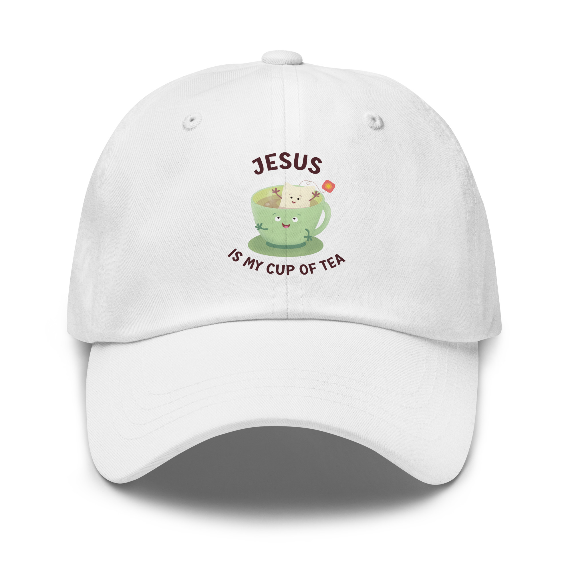 Jesus is my cup of tea cute cartoon Christian Dad hat - Image 5