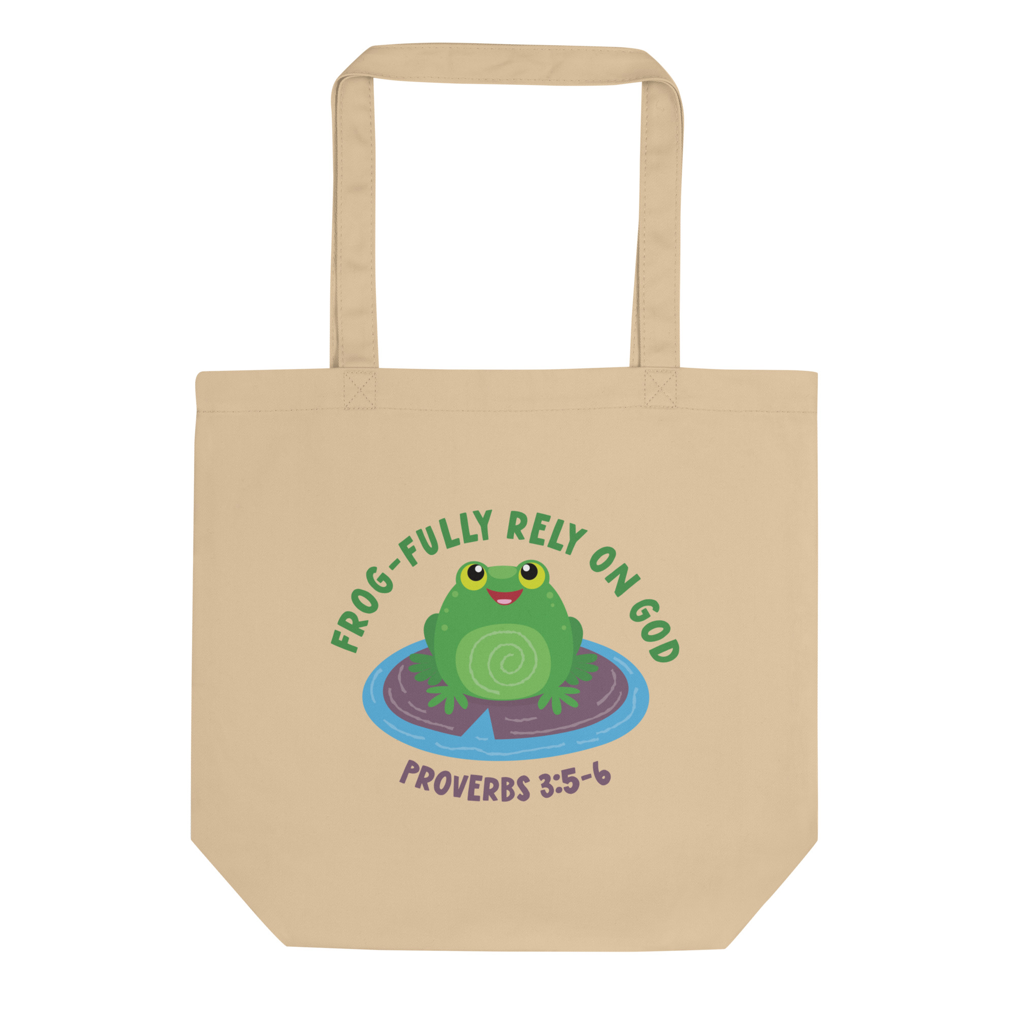 Cute Frog bible verse scripture Eco Tote Bag - Image 2