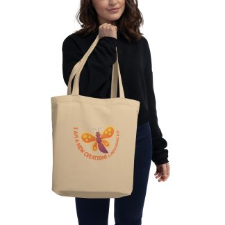 New creation cute orange butterfly cartoon bible verse Eco Tote Bag
