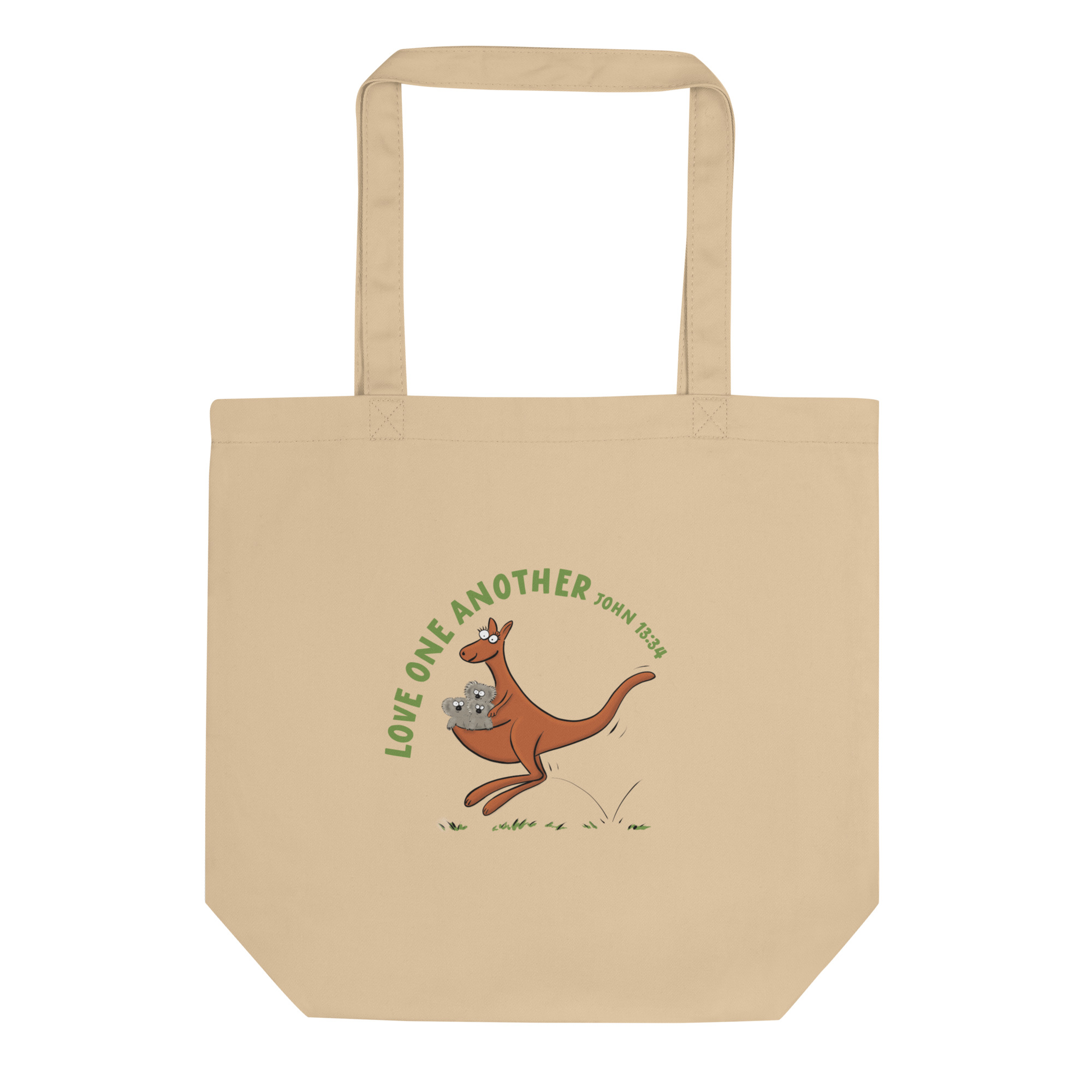 Love one another cute kangaroo and koalas cartoon bible verse Eco Tote Bag - Image 3