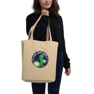 Let your light shine cute glow worm cartoon bible verse Eco Tote Bag